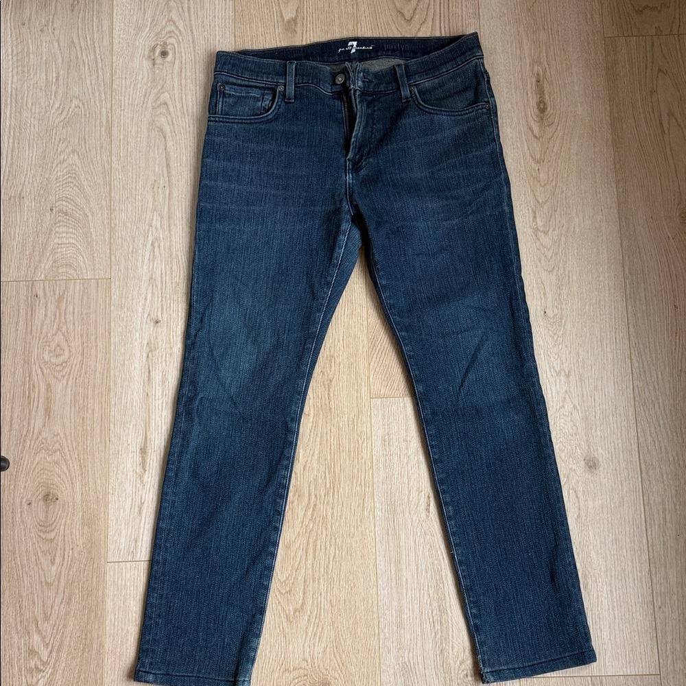 7 For All Mankind Men's Slim Straight Jeans in Dark Blue